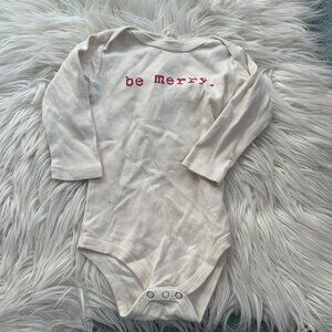 tenth + pine "Be Merry" onesie size 12-18 months // 3953